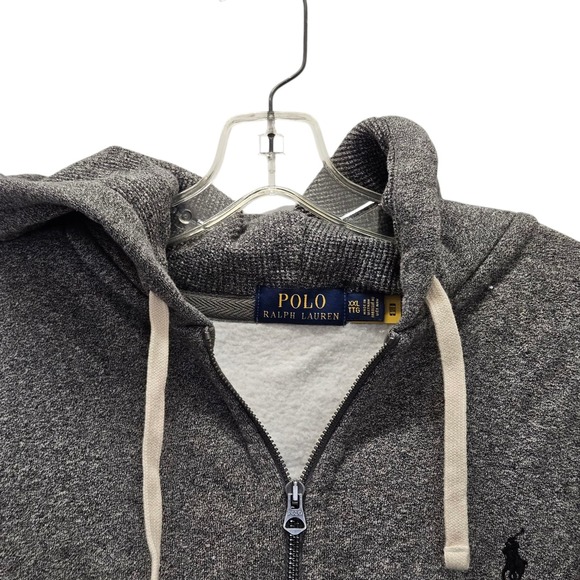 Polo Ralph Lauren Mens Gray Zip Up Hoodie Thermal Lining Hood 2XLarge - Picture 8 of 16